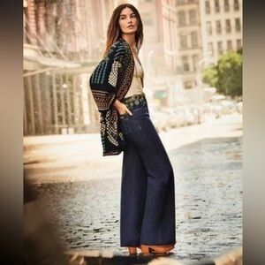 SASSON x JOHNNY WAS Lumiere Wide Leg Jean in True Blue Rinse Size 26 NWT 98